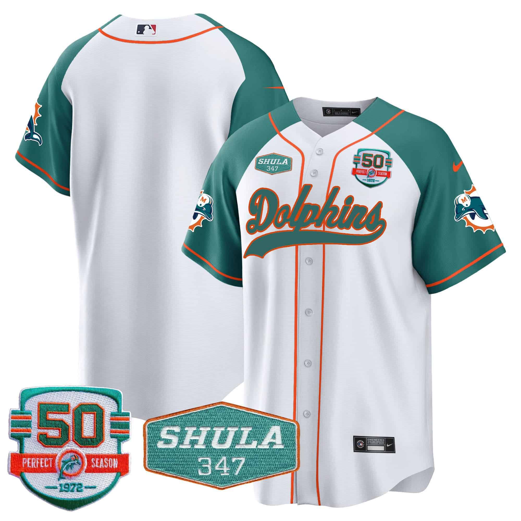 Men Miami Dolphins Blank White 2024 Nike 50th Don Shula Memorial Patch Baseball NFL Jersey style 1->customized nfl jersey->Custom Jersey